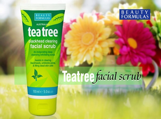 Beauty Formulas tea tree blackhead clearing facial scrub peeling oczyszczający do twarzy olejek drzewa herbacianego