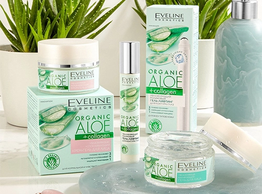 Eveline Organic Aloe + Collagen nawilżająco-łagodzący krem-żel do twarzy